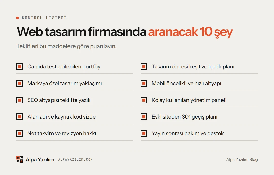 Web tasarım firması seçerken kullanılacak 10 maddelik kontrol listesi